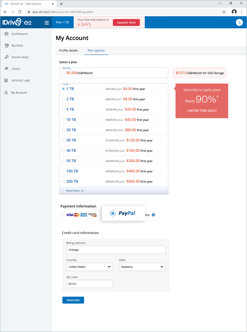 View and manage billing in IDrive® e2 – IDrive® e2
